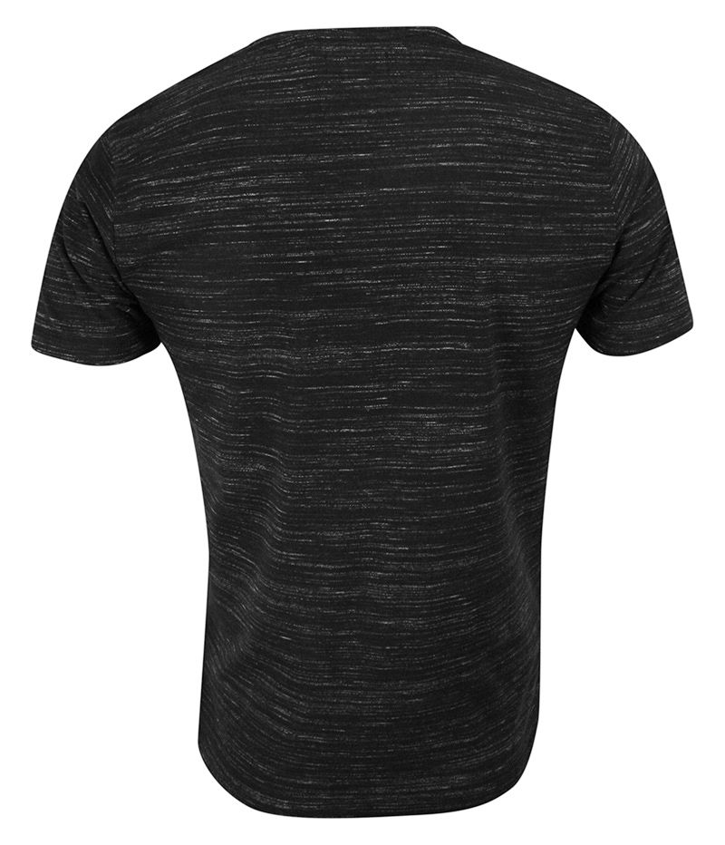 T-shirt Bawełniany Czarny Melanżowy, Okrągły Dekolt, Koszulka Męska, Krótki Rękaw -BRAVE SOUL
