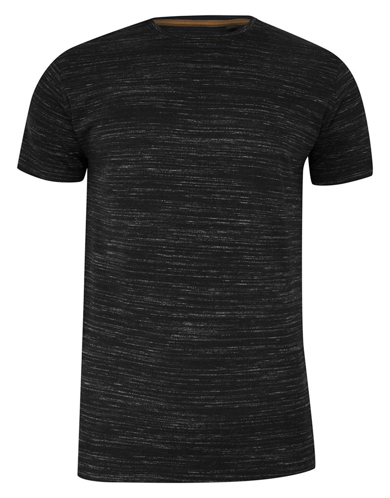 T-shirt Bawełniany Czarny Melanżowy, Okrągły Dekolt, Koszulka Męska, Krótki Rękaw -BRAVE SOUL