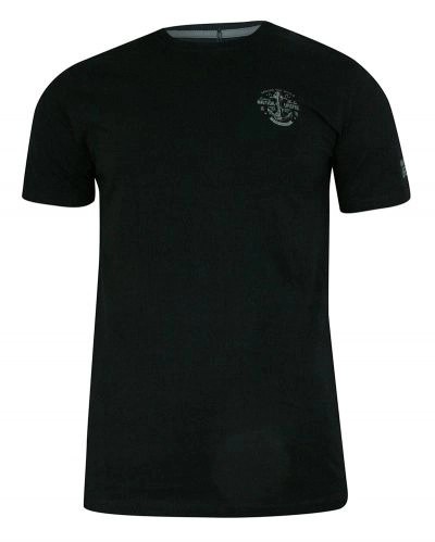 T-shirt Bawełniany, Czarny z Nadrukiem, Kotwica, Marinistyczny Krótki Rękaw, U-neck -PAKO JEANS