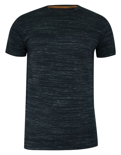 T-shirt Bawełniany Granatowy Melanżowy, Okrągły Dekolt, Krótki Rękaw, Koszulka Męska -BRAVE SOUL