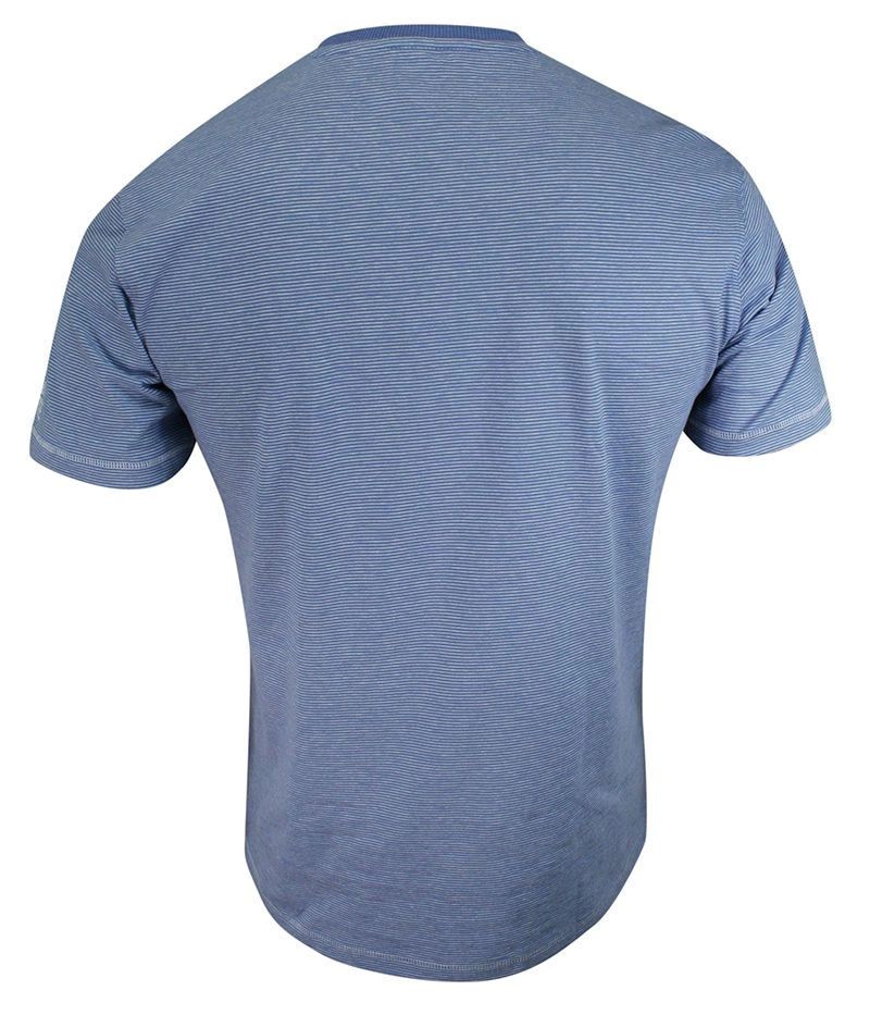 T-shirt Bawełniany, Niebieski w Paski, Kotwica, z Nadrukiem, Męski, Krótki Rękaw, U-neck -PAKO JEANS
