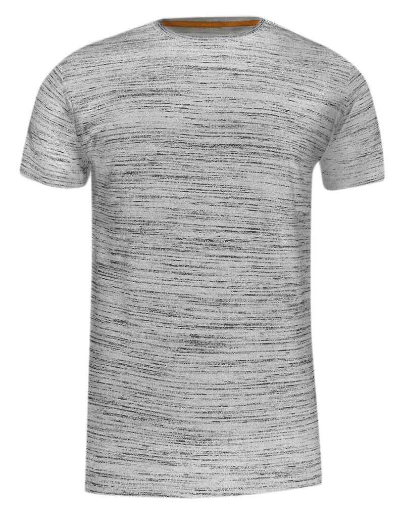 T-shirt Bawełniany Szary Melanżowy, Okrągły Dekolt, Krótki Rękaw, Koszulka Męska -BRAVE SOUL