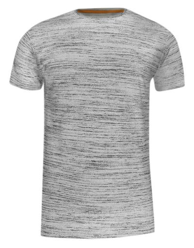 T-shirt Bawełniany Szary Melanżowy, Okrągły Dekolt, Krótki Rękaw, Koszulka Męska -BRAVE SOUL