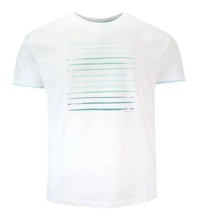 T-shirt Bawełniany z Krótkim Rękawem, Biały Męski z Nadrukiem, U-neck -PAKO JEANS