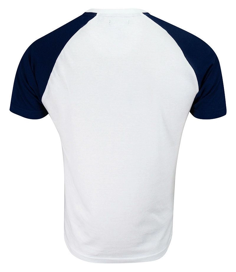 T-shirt Biało-Granatowy Bawełniany, Krótki Rękaw Raglanowy, Dwukolorowy, Męski -BRAVE SOUL