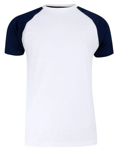 T-shirt Biało-Granatowy Bawełniany, Krótki Rękaw Raglanowy, Dwukolorowy, Męski -BRAVE SOUL
