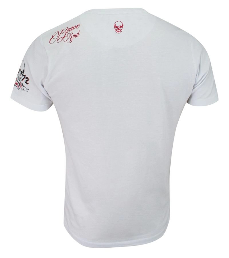 T-shirt Biały Bawełniany, z Nadrukiem, Barber w Okularach, Hipster, Krótki Rękaw, Męski -BRAVE SOUL