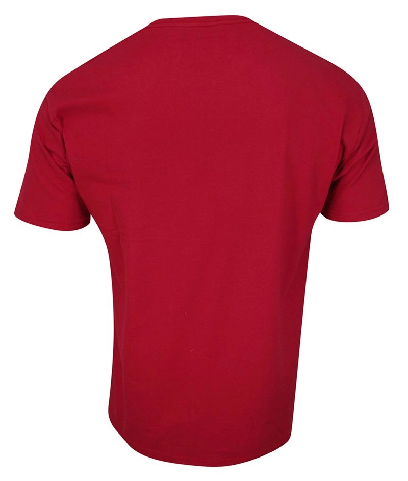 T-shirt, Czerwony, 100% BAWEŁNA, U-neck, z Kieszonką, Męski, Krótki Rękaw -KINGS