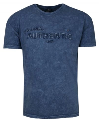 T-Shirt Granatowa z Nadrukiem, Męski, Koszulka, Krótki Rękaw, U-neck