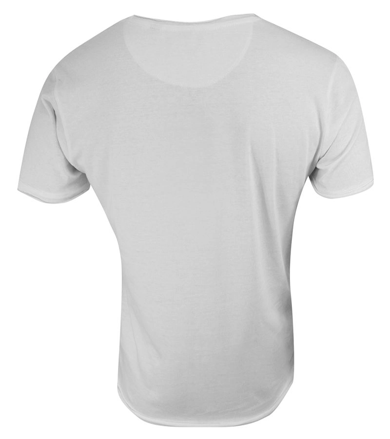 T-Shirt (Koszulka) Biały Bez Nadruku, Okrągły Dekolt, Postrzępione Brzegi -BRAVE SOUL- Męski