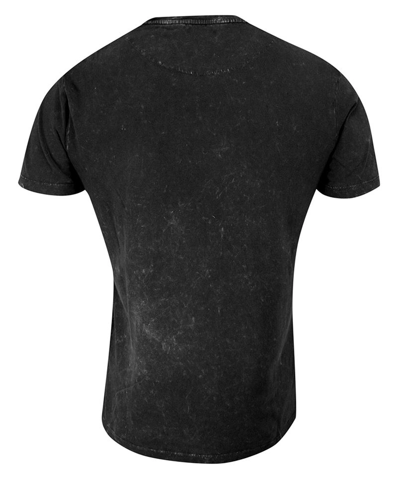T-Shirt (Koszulka) Czarny z Nadrukiem, Czaszka w Kasku, Okrągły Dekolt, Krótki Rękaw -BRAVE SOUL