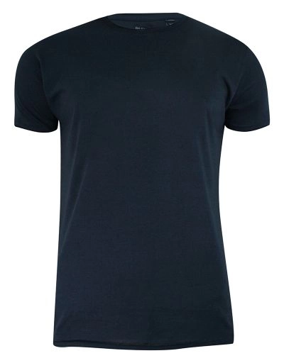 T-Shirt (Koszulka) Granatowy Bez Nadruku, Okrągły Dekolt, Postrzępione Brzegi -BRAVE SOUL- Męski