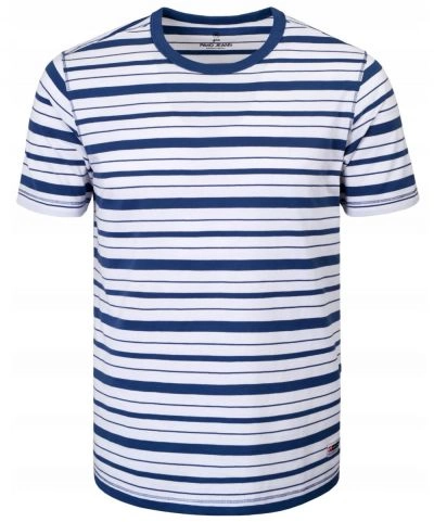 T-Shirt (Koszulka) Męska - Pako Jeans - Biało-Niebieska w Prążek