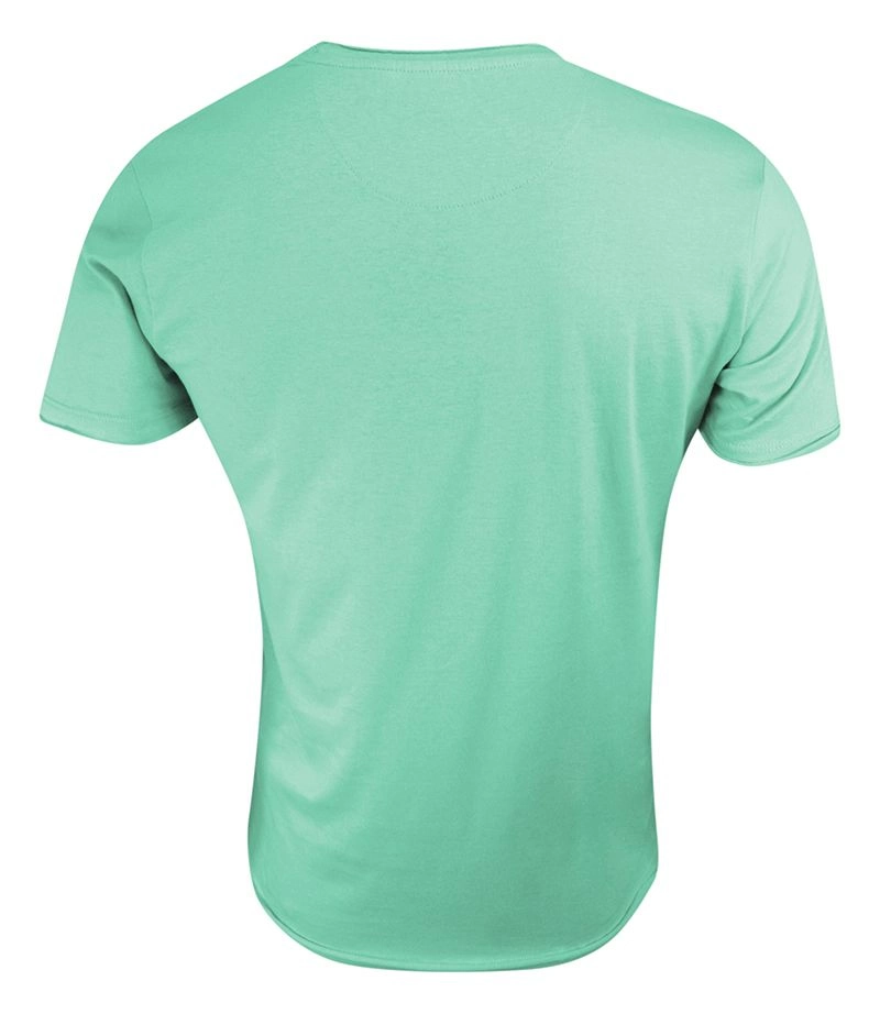 T-Shirt (Koszulka) Miętowy Bez Nadruku, Okrągły Dekolt, Postrzępione Brzegi -BRAVE SOUL- Męski
