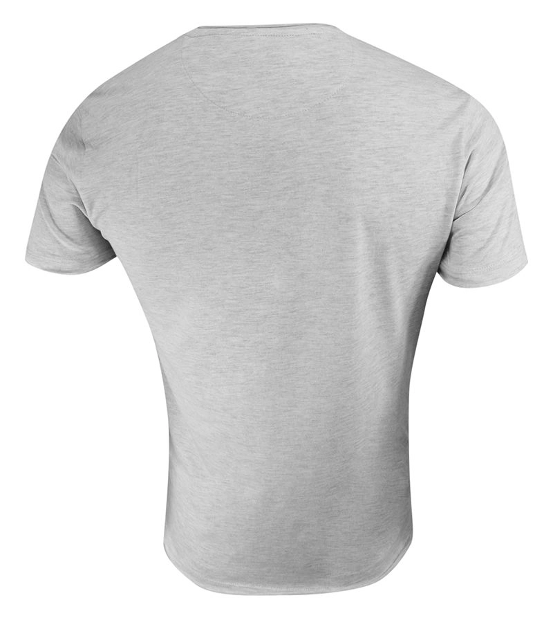 T-Shirt (Koszulka) Szary Bez Nadruku, Okrągły Dekolt, Postrzępione Brzegi -BRAVE SOUL- Męski