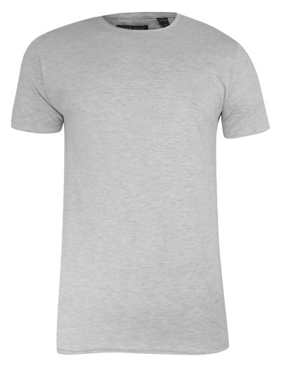 T-Shirt (Koszulka) Szary Bez Nadruku, Okrągły Dekolt, Postrzępione Brzegi -BRAVE SOUL- Męski