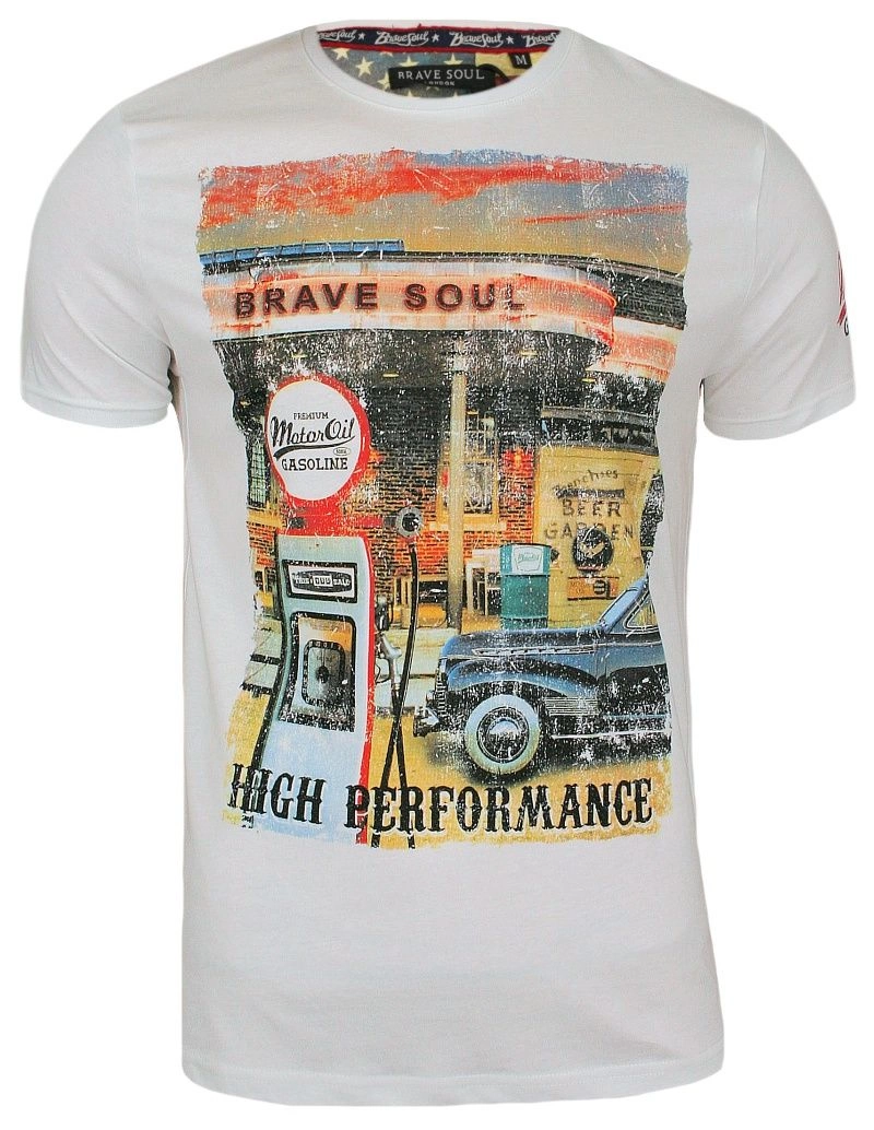T-Shirt męski (koszulka) - Brave Soul - Biała, Stara Stacja Benzynowa
