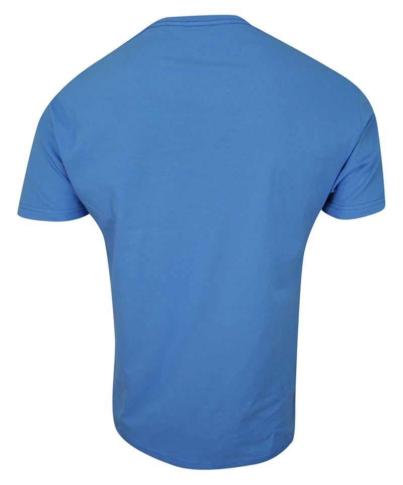 T-shirt, Niebieski, Błękitny, 100% BAWEŁNA, U-neck, z Kieszonką, Męski, Krótki Rękaw -KINGS