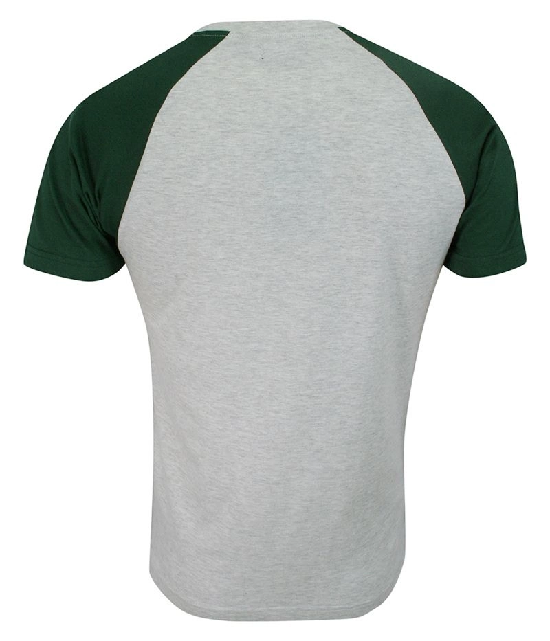T-shirt Szaro-Zielony Bawełniany, Krótki Rękaw Raglanowy, Dwukolorowy, Męski -BRAVE SOUL