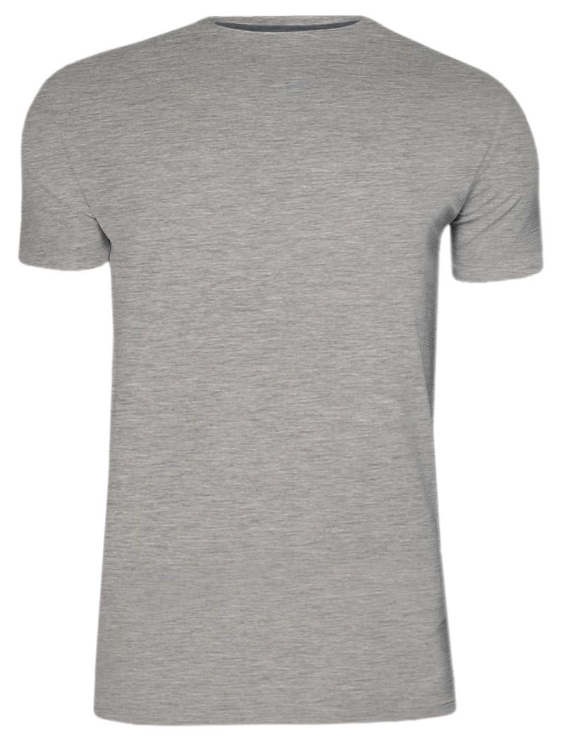 T-Shirt Szary Bawełniany Męski Bez Nadruku -Brave Soul- Koszulka, Krótki Rękaw, Basic