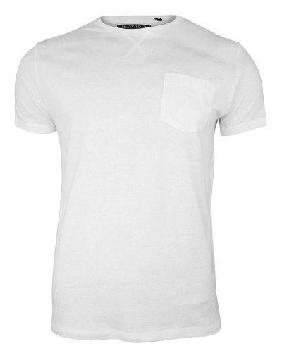 T-Shirt Szary z Kieszonką, Koszulka Bez Nadruku -Brave Soul- Męski, Okrągły Dekolt