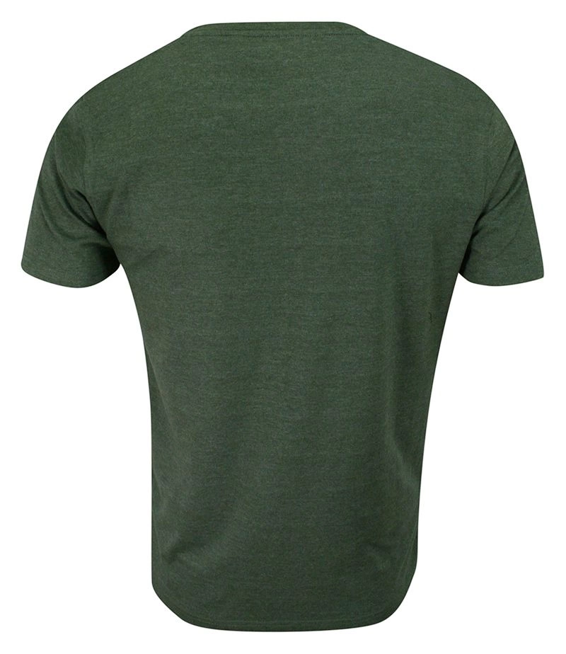 T-shirt Zielony, Oliwkowy, Dekolt z Guzikami V-neck, Koszulka z Kieszonką -BRAVE SOUL