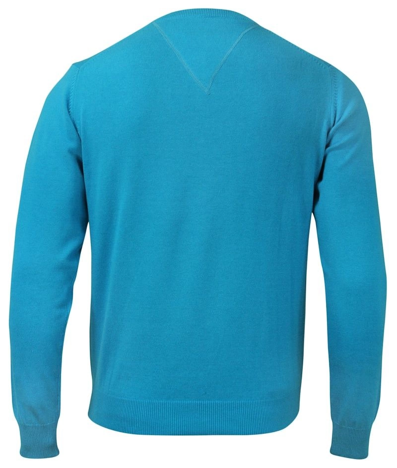 Sweter w Serek (V-neck) Turkusowy, Klasyczny, Męski - Adriano Guinari