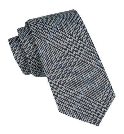 Wełniany Krawat - Alties - Popielato-Niebieska Kratka