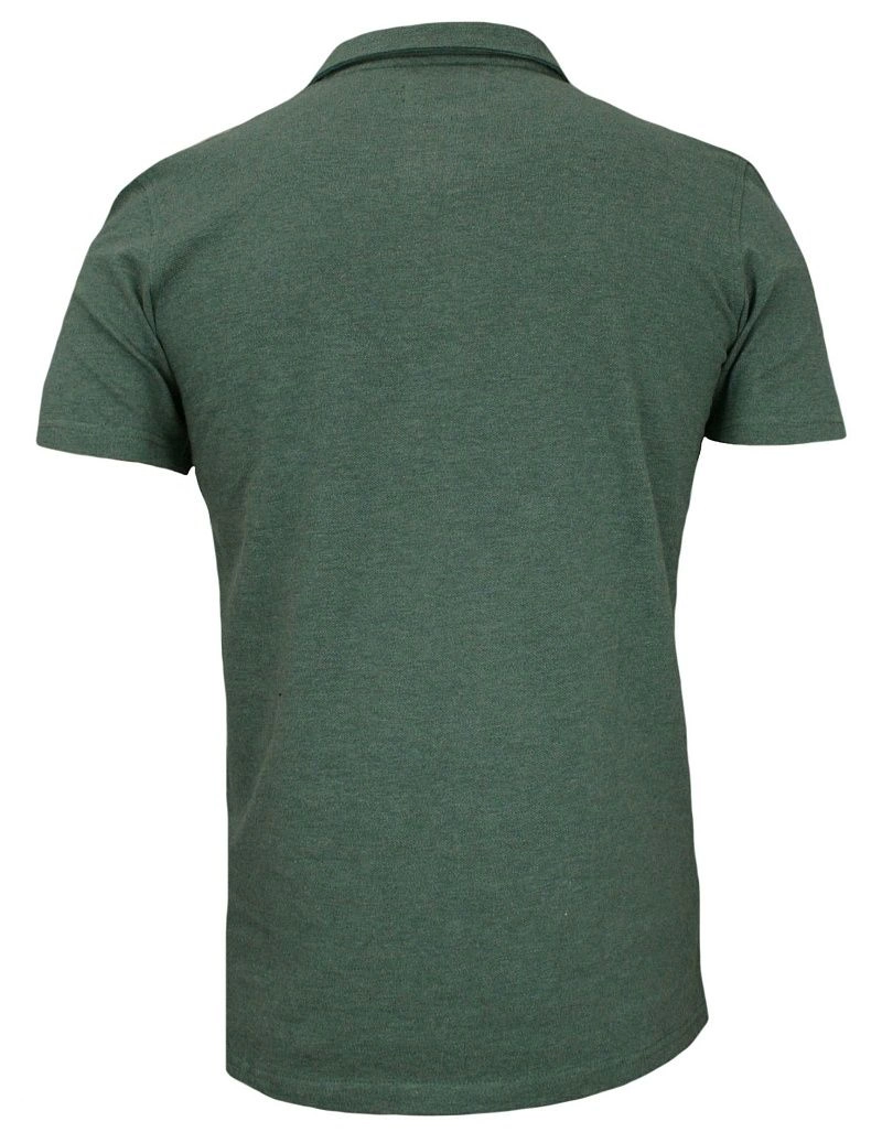 Zielona Koszulka na Stójce -100% BAWEŁNA- Chiao, Męska, Krótki Rękaw, na Zamek