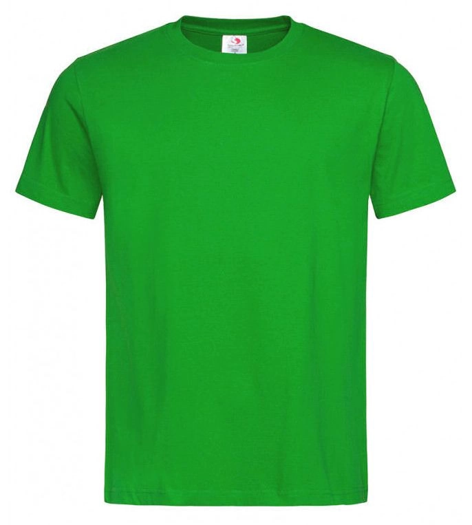 Zielony Bawełniany T-Shirt Męski Bez Nadruku -STEDMAN- Koszulka, Krótki Rękaw, Basic, U-neck