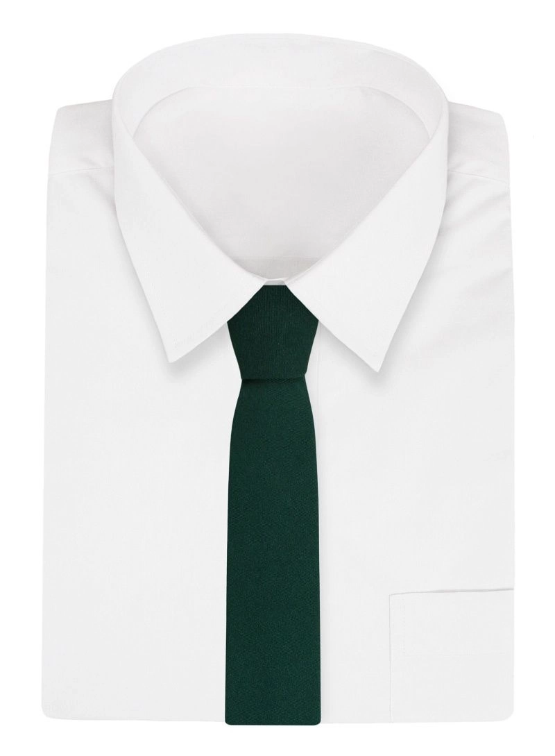 Zielony Męski Stylowy Krawat -Chattier- 7,5cm, Klasyczny, Jednokolorowy, Butelkowa Zieleń