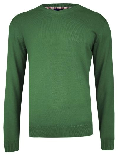 Sweter w Serek, Zielony (V-neck) Klasyczny, Męski, Elegancki - Adriano Guinari 