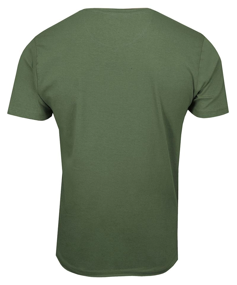 Zielony T-Shirt (Koszulka) Bez Nadruku -BRAVE SOUL- Męski, Okrągły Dekolt, Postrzępione Brzegi