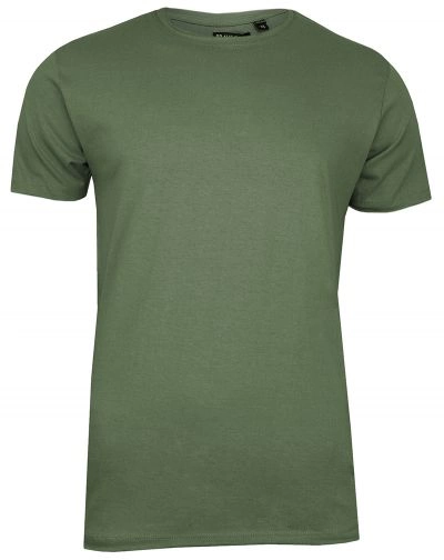 Zielony T-Shirt (Koszulka) Bez Nadruku -BRAVE SOUL- Męski, Okrągły Dekolt, Postrzępione Brzegi