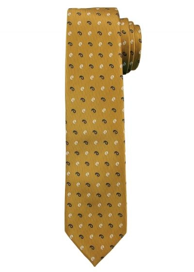 Złoty Elegancki Męski Krawat -ALTIES- Żółty, Wzór Paisley