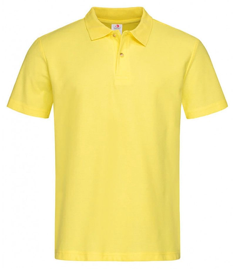 Żółta Bawełniana Koszulka POLO -STEDMAN- Męska, Krótki Rękaw, z Kołnierzykiem, Kanarkowa