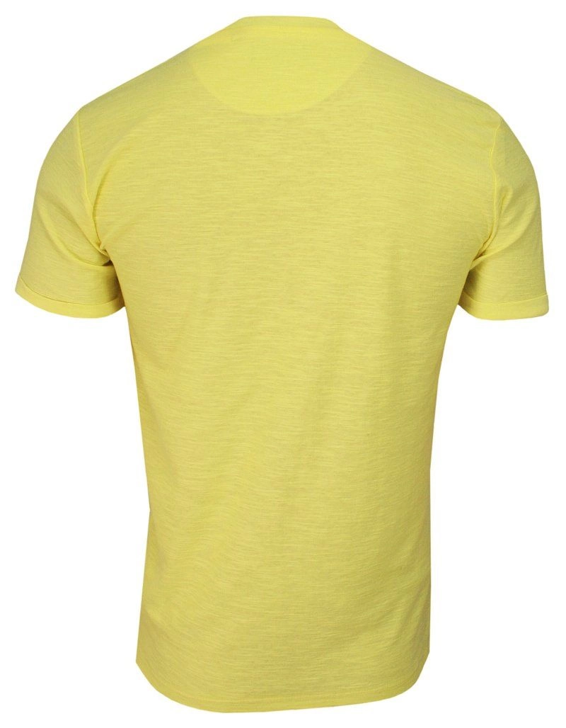 Żółty Bawełniany T-Shirt Męski Bez Nadruku -Brave Soul- Koszulka, Krótki Rękaw, Basic, Melanżowy