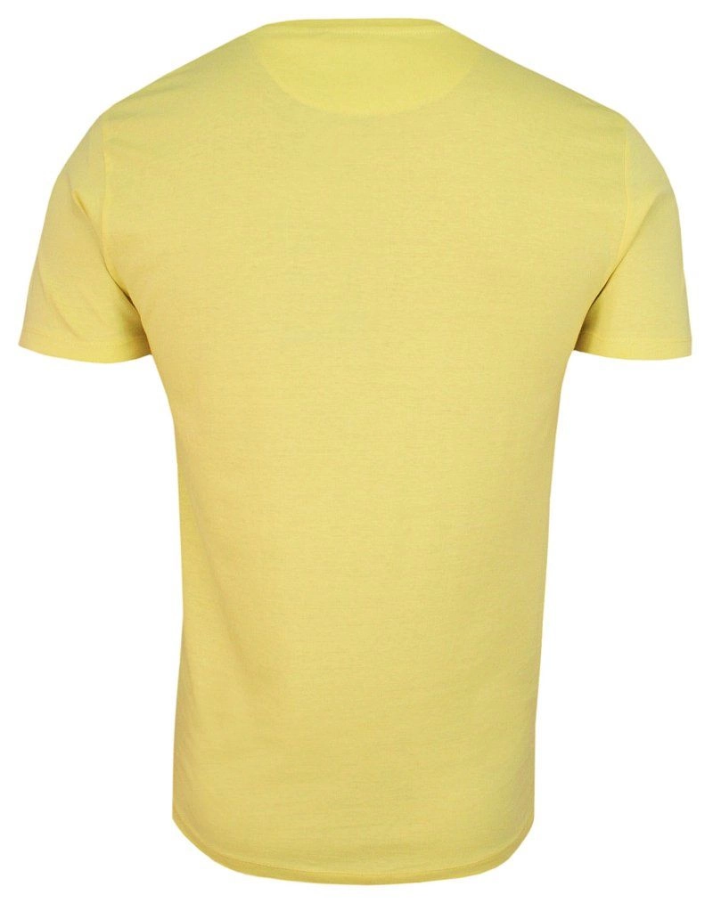 Żółty Bawełniany T-Shirt Męski Bez Nadruku -Brave Soul- Koszulka, Krótki Rękaw, Basic