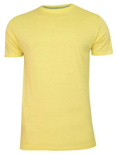 Żółty Bawełniany T-Shirt Męski Bez Nadruku -Brave Soul- Koszulka, Krótki Rękaw, Basic