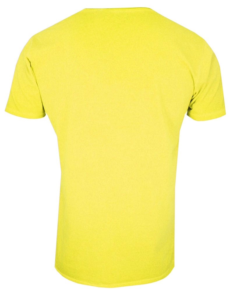 Żółty T-Shirt (Koszulka) Bez Nadruku -BRAVE SOUL- Męski, Okrągły Dekolt, Fluo, Intensywny Kolor